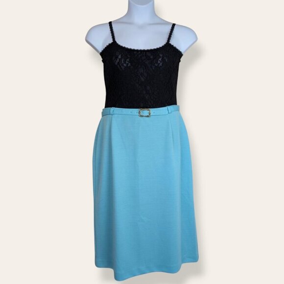 🍁TanJay Vintage Blue Belted Skirt - Picture 2 of 8